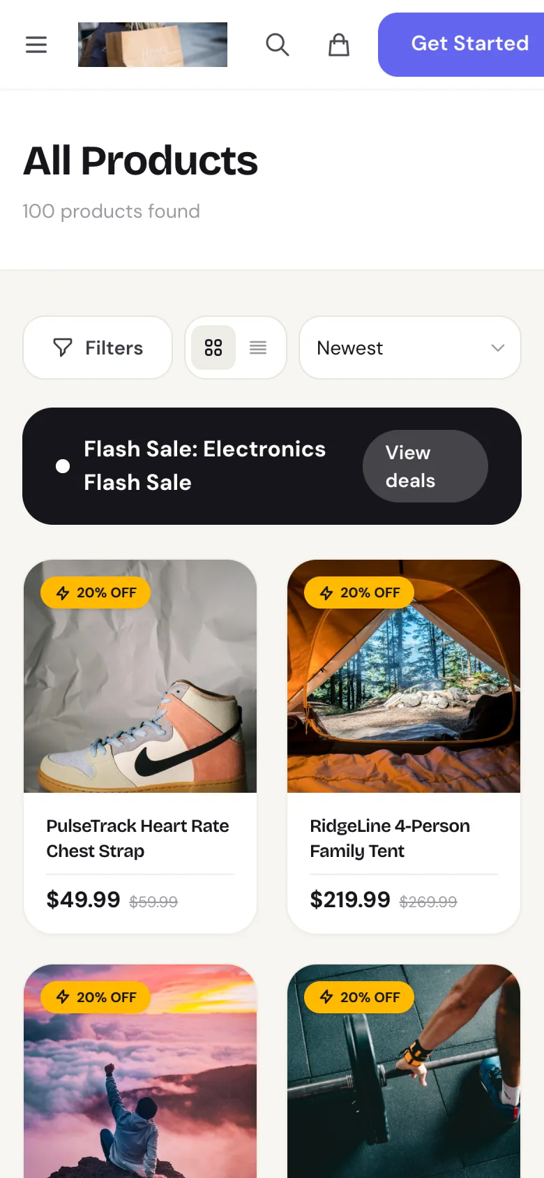 The same shop on a phone